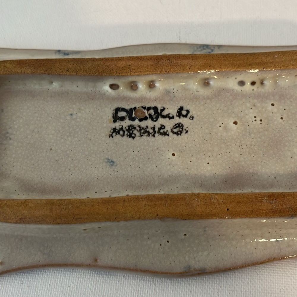 Blue White Mexican Pottery Tray Trinket Dish Handmade Stoneware - Picture 4 of 7